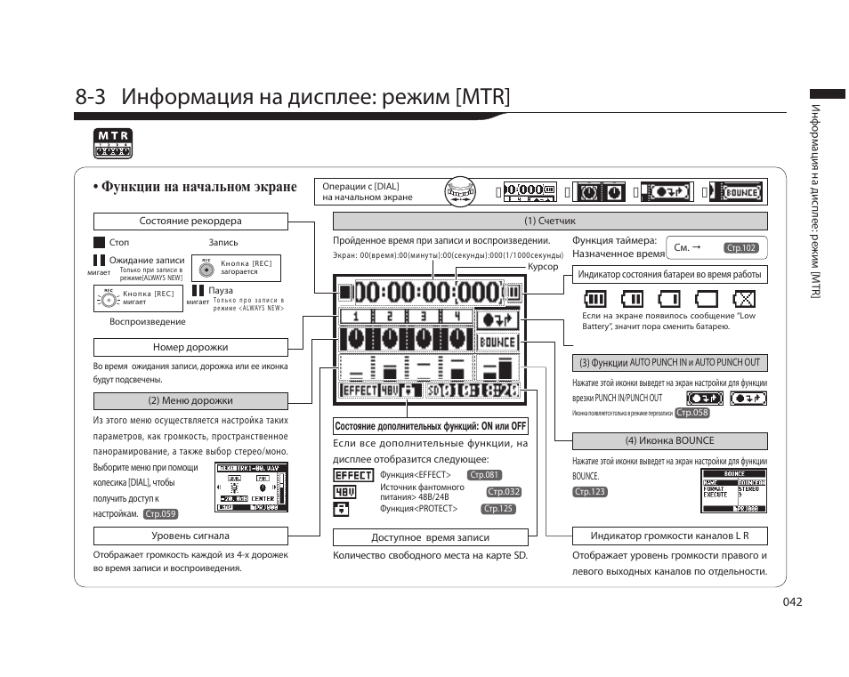 Режим lcd. Информация на дисплее. Переключатель записи и воспроизведения. Информация на дисплее 00r.