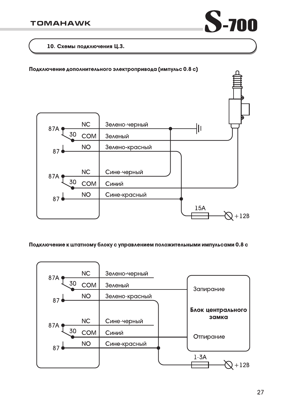 Схема подключения томагавк cl700