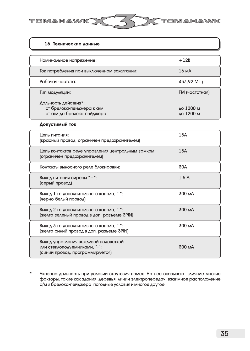 Томагавк х3 инструкция по эксплуатации