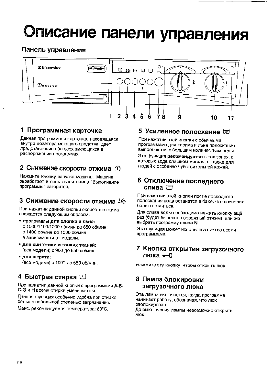 Стиральная машина электролюкс инструкция по применению старого образца