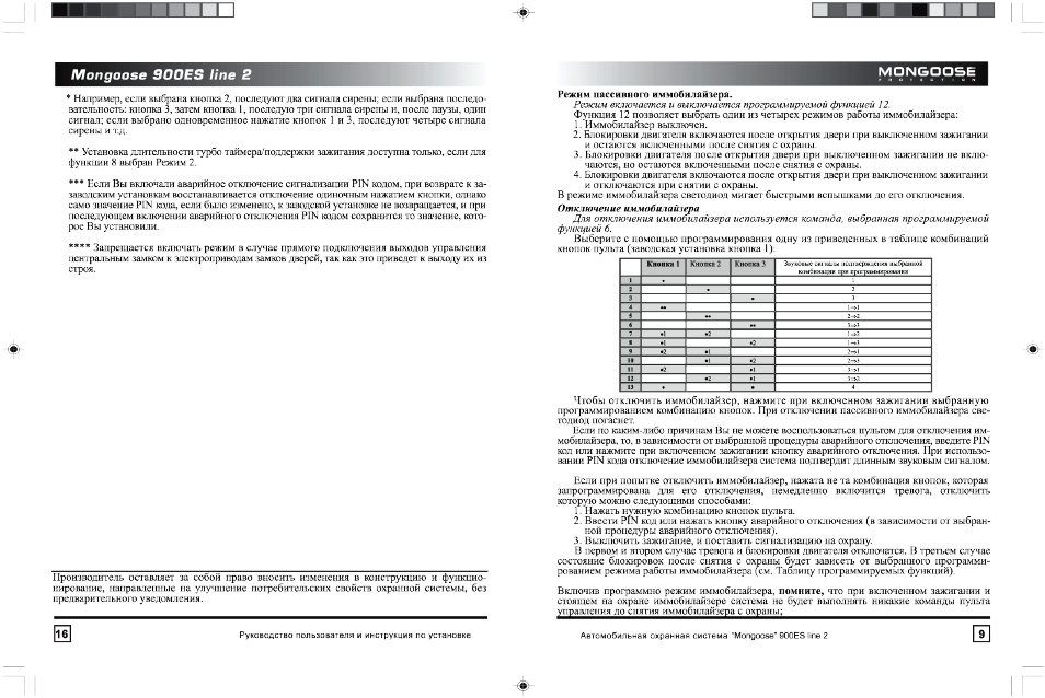 Мангуст 900es сигнализация инструкция