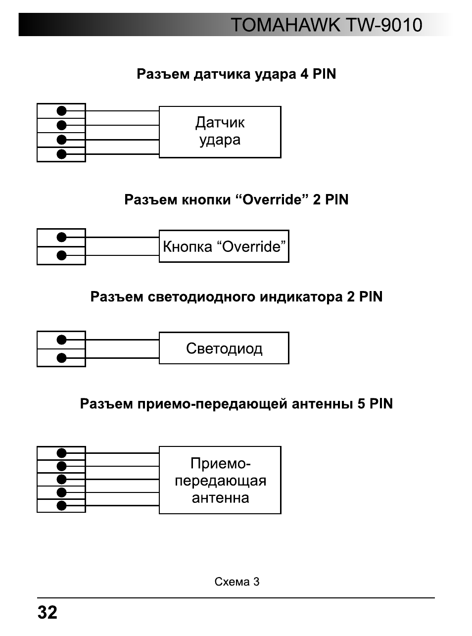 Томагавк tw 9010 схема подключения