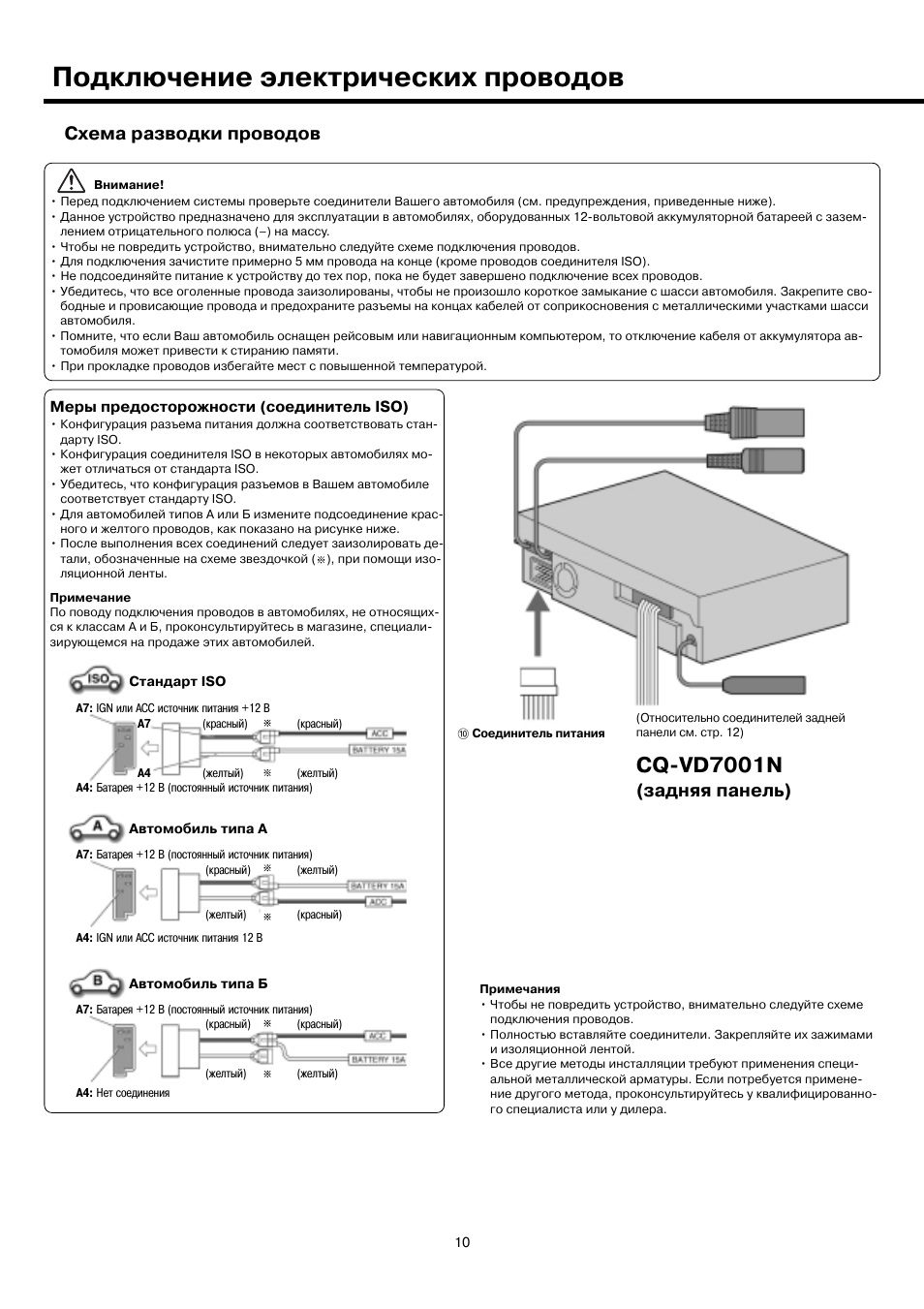 Схема подключения panasonic cq vd6503w