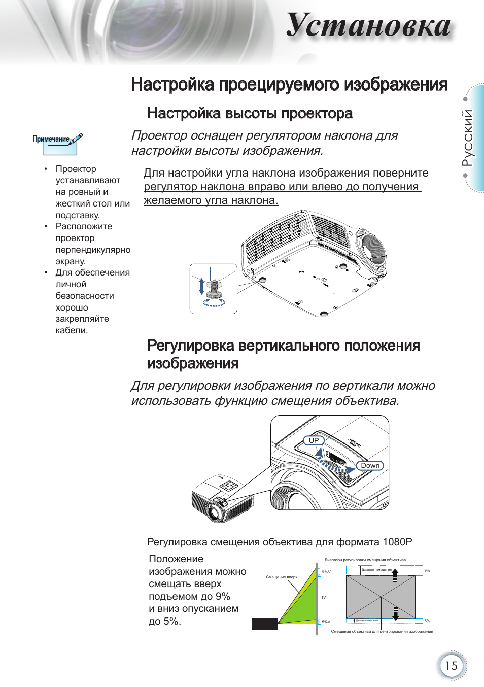 Настройки изображения проектора