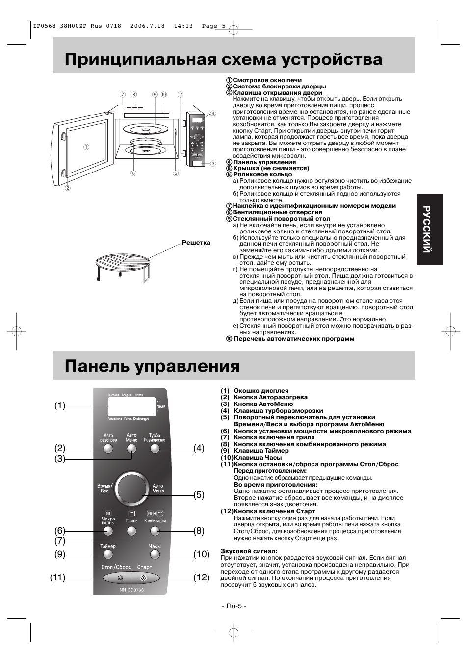 Принципиальная схема микроволновка Panasonic nn-gd376s инвертор, гриль