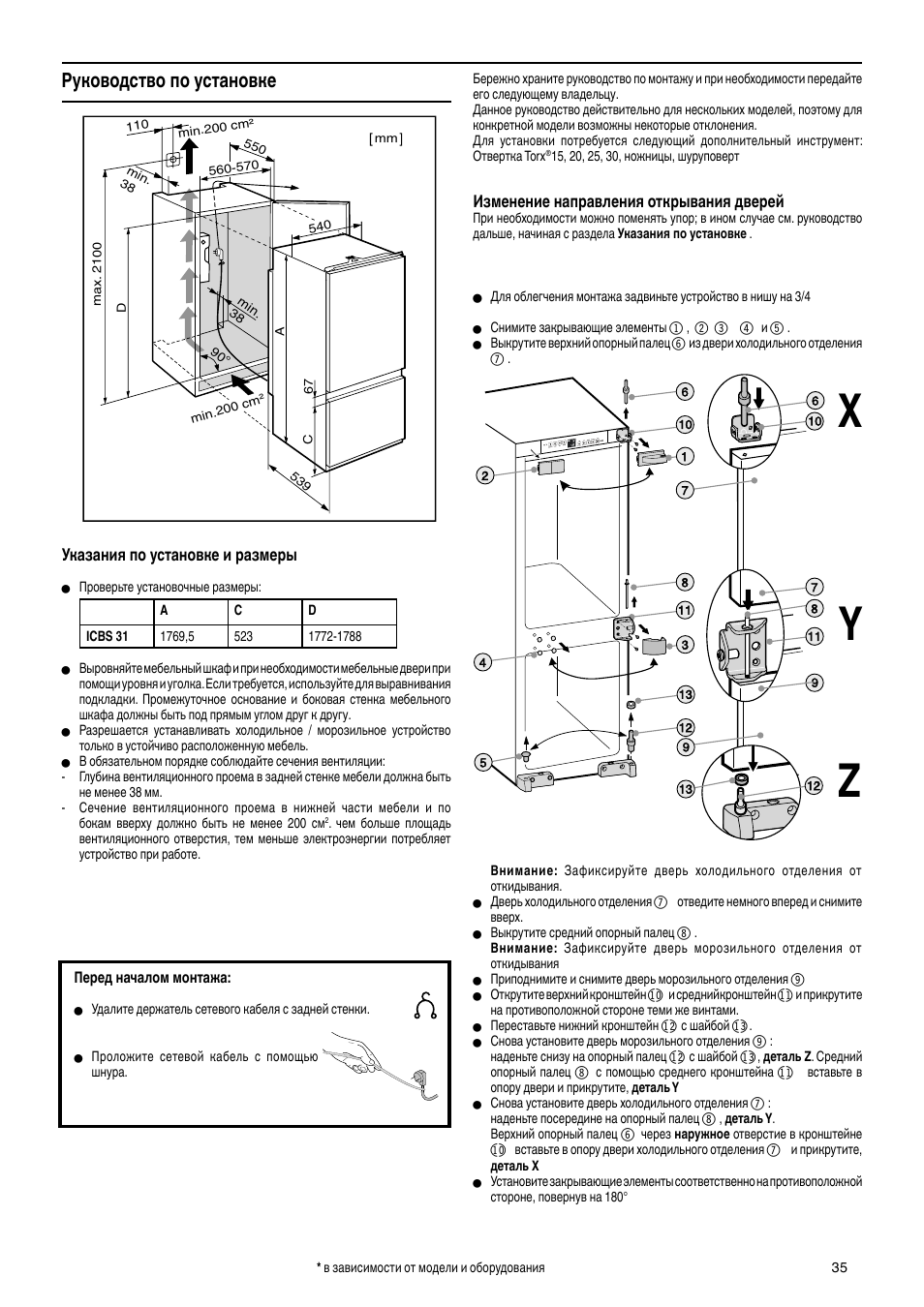 Холодильник Hyundai cc4023f схема встраивания